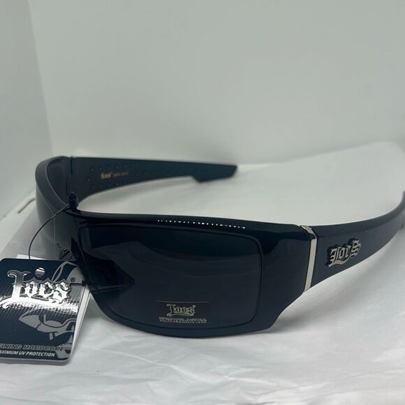 Locs Hardcore Shield Sunglasses – Wraparound Biker Style with Logo Arms - Picture 1 of 3